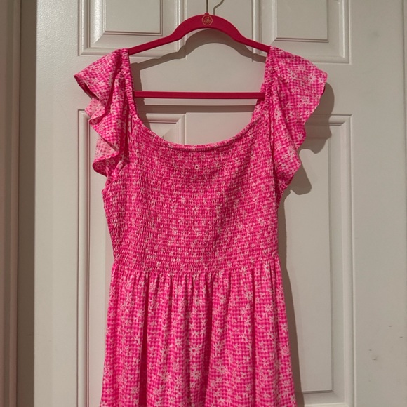 Lilly Pulitzer Aura Pink Smocked Midi Dress - Picture 6 of 9